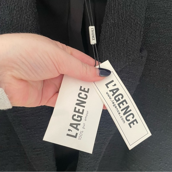 L'AGENCE Chamberlain Blazer Black Tweed  Size 16 Workwear Jacket Business NWT - Picture 4 of 11